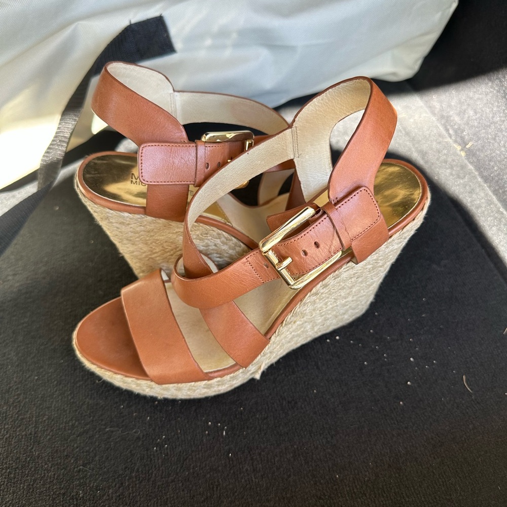 Celia Leather Mid-Wedge Espadrille Sandals